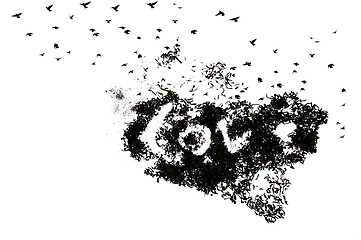 Image showing birds flying out of tea leaves