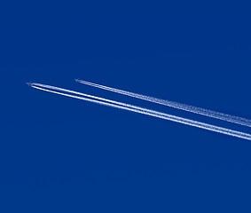 Image showing airplane jet stream in the sky