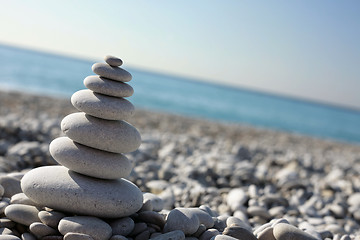 Image showing Stone Stack on a Pebble Beach