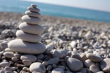 Image showing Stone Stack on a Pebble Beach