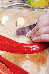 Image showing Chopping vegetables