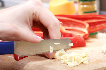 Image showing Chopping vegetables