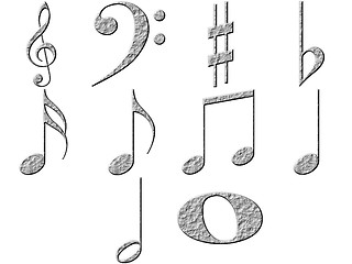 Image showing 3D Stone Music Notes