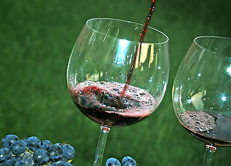 Image showing pouring red wine in glass