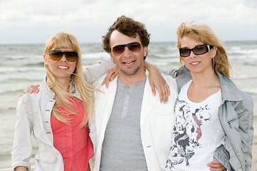 Image showing Friends on the beach