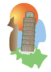 Image showing Pisa leaning Tower Italy tourism icon 