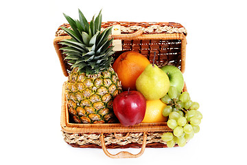 Image showing picnic basket with fruits