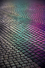 Image showing Multicolored brick road