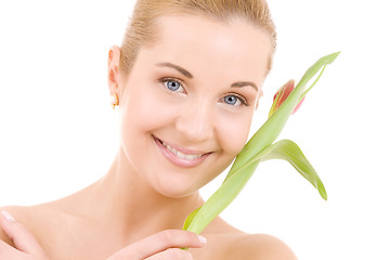 Image showing happy woman with flower