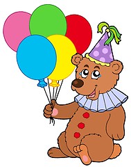 Image showing Clown bear with balloons