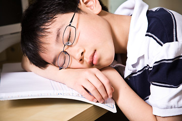 Image showing Sleeping young student