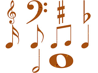 Image showing Wooden Music Notes