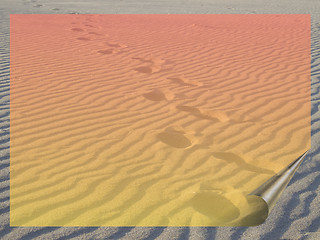 Image showing sand, footsteps and transparent frame