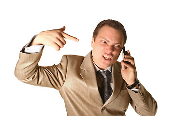 Image showing Businessman shouting on a phone