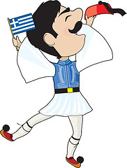 Image showing Greek Evzone dancing with Flag