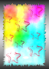 Image showing aquarell background, hearts and metal border