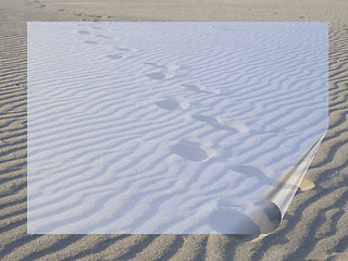 Image showing footsteps in the sand with transparent frame