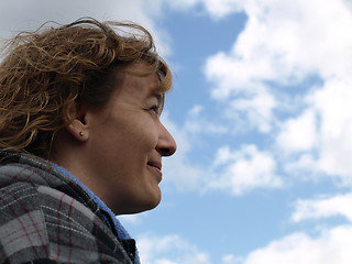 Image showing Woman with Clouds