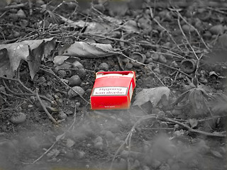 Image showing Environmental - Urban pollution , cigarette pack in black and wh