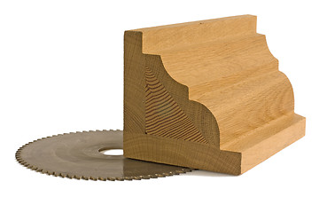 Image showing wood billet for furniture with saw-blade