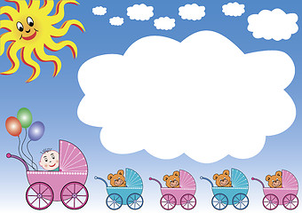 Image showing blue sky, big white cloud and buggies