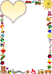 Image showing toys  border with heart in the top