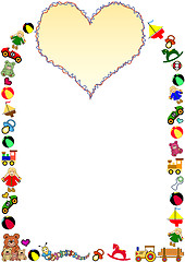 Image showing toys border with heart in the top