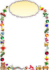 Image showing toys border with oval frame in the top