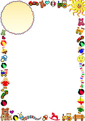 Image showing toys border with round frame in the top