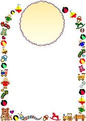 Image showing toys border with round frame in the top