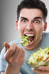 Image showing Eating salad