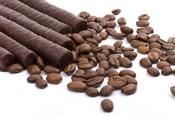 Image showing chocolate bars and coffee