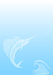 Image showing background with sailfish and wave