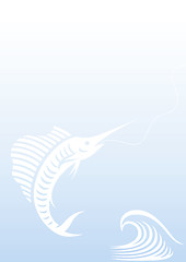 Image showing background with sailfish and wave