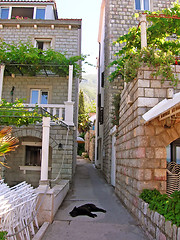 Image showing Street between stone houses