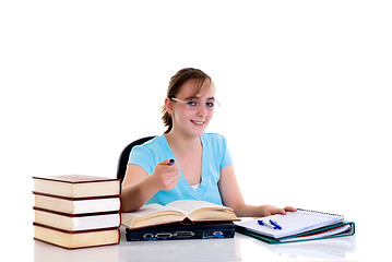 Image showing Teenager girl on desk