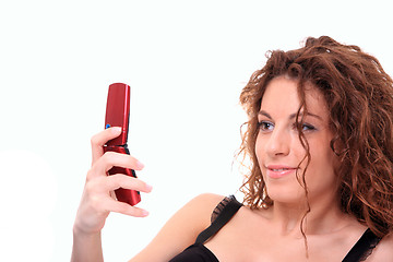Image showing Woman Sending Text Message