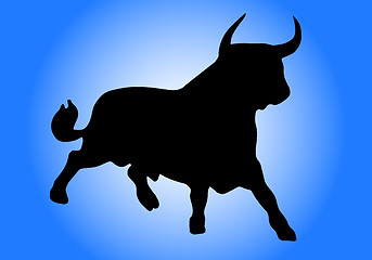 Image showing black bull on blue gradient background