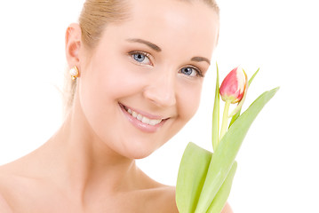 Image showing happy woman with flower