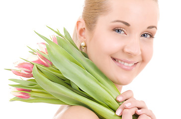 Image showing happy woman with flowers