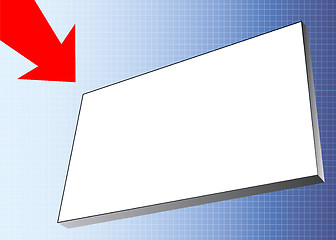 Image showing white billboard with red arrow