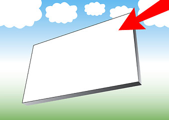 Image showing billbord with blue sky, clouds and arrow