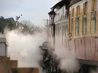 Image showing Steam train departing