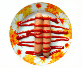 Image showing Two sausages