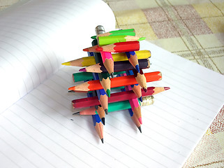 Image showing Various small crayons