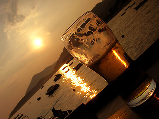 Image showing Beer sunset