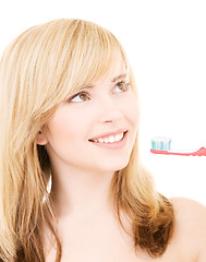 Image showing happy girl with toothbrush