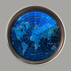 Image showing world map radar or sonar