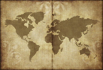 Image showing old world map parchment paper