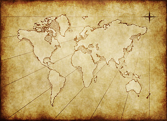 Image showing old grungy world map on paper